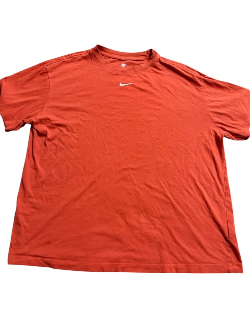 Nike Men’s Orange Crewneck Short-Sleeve Tee with White Swoosh